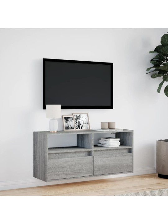 TV-seinäkaappi LED-valoilla harmaa Sonoma 100x31x45 cm