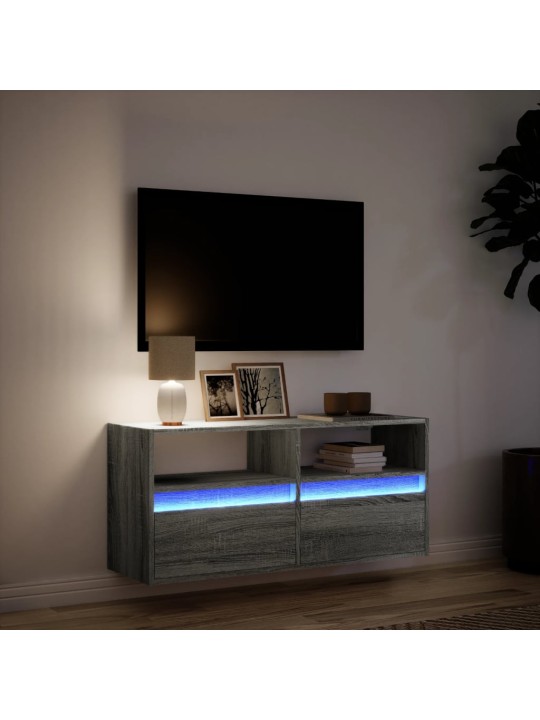 TV-seinäkaappi LED-valoilla harmaa Sonoma 100x31x45 cm