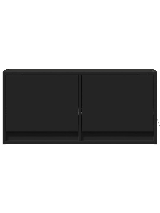 TV-seinäkaappi LED-valoilla musta 80x31x35 cm