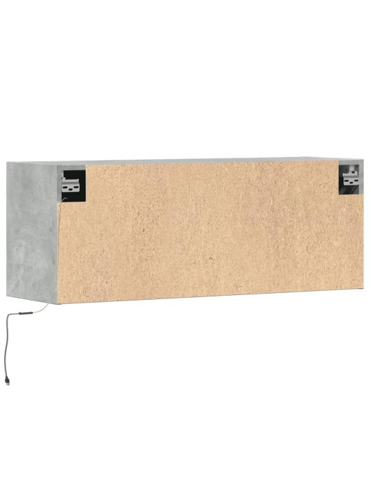 TV-seinäkaappi LED-valoilla betoninharmaa 100x31x35 cm