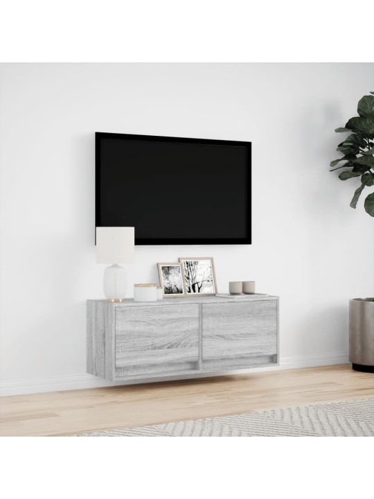 TV-seinäkaappi LED-valoilla harmaa Sonoma 100x31x35 cm