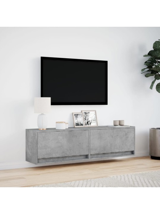 TV-seinäkaappi LED-valoilla betoninharmaa 140x31x38 cm