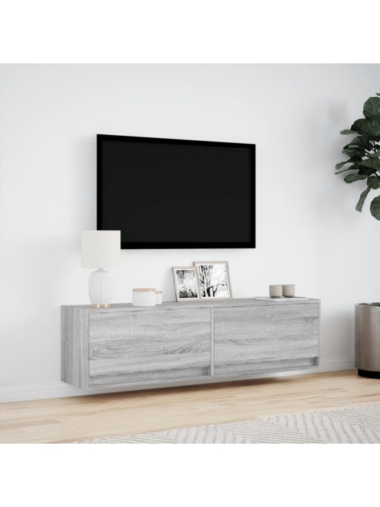 TV-seinäkaappi LED-valoilla harmaa Sonoma 140x31x38 cm