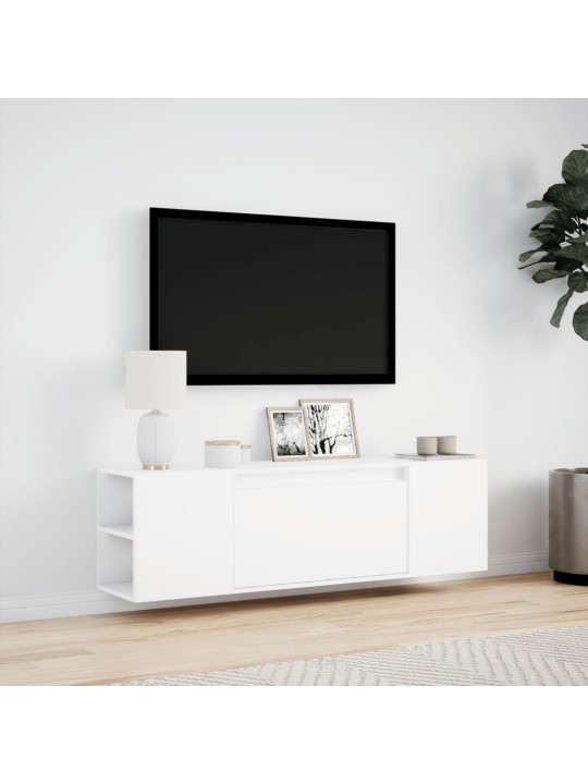 TV-seinäkaappi LED-valoilla valkoinen 135x31x39,5 cm