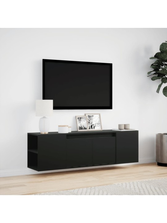 TV-seinäkaappi LED-valoilla musta 135x31x39,5 cm