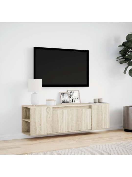 TV-seinäkaappi LED-valoilla Sonoma-tammi 135x31x39,5 cm