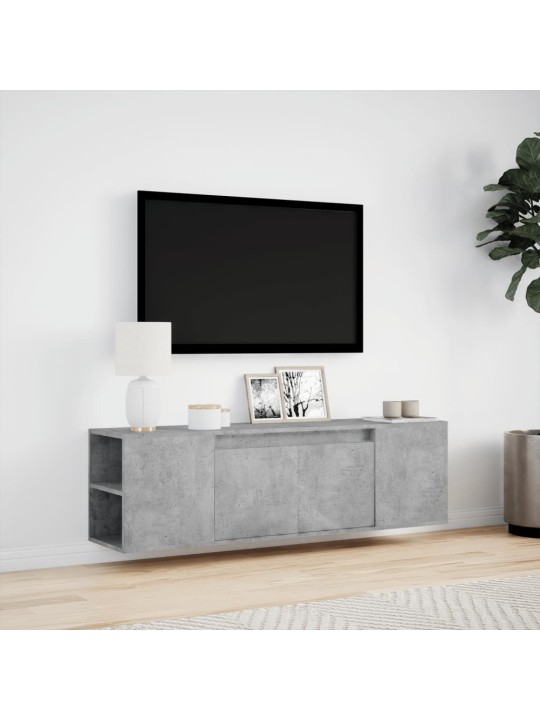 TV-seinäkaappi LED-valoilla betoninharmaa 135x31x39,5 cm