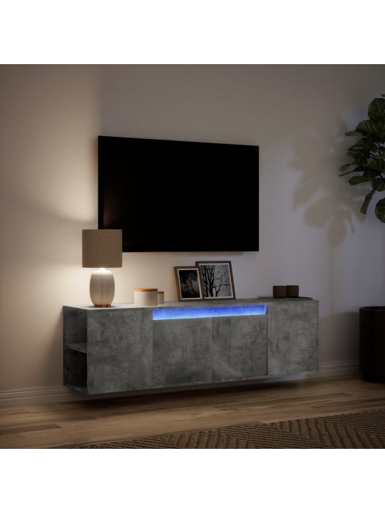 TV-seinäkaappi LED-valoilla betoninharmaa 135x31x39,5 cm