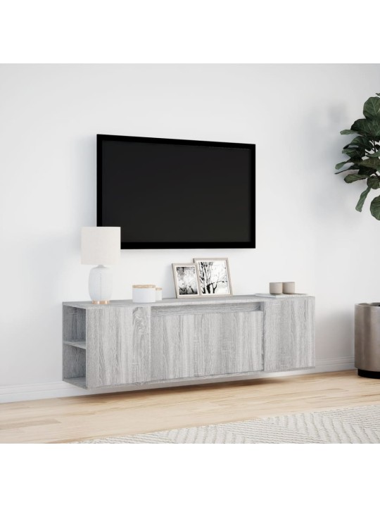 TV-seinäkaappi LED-valoilla harmaa Sonoma 135x31x39,5 cm