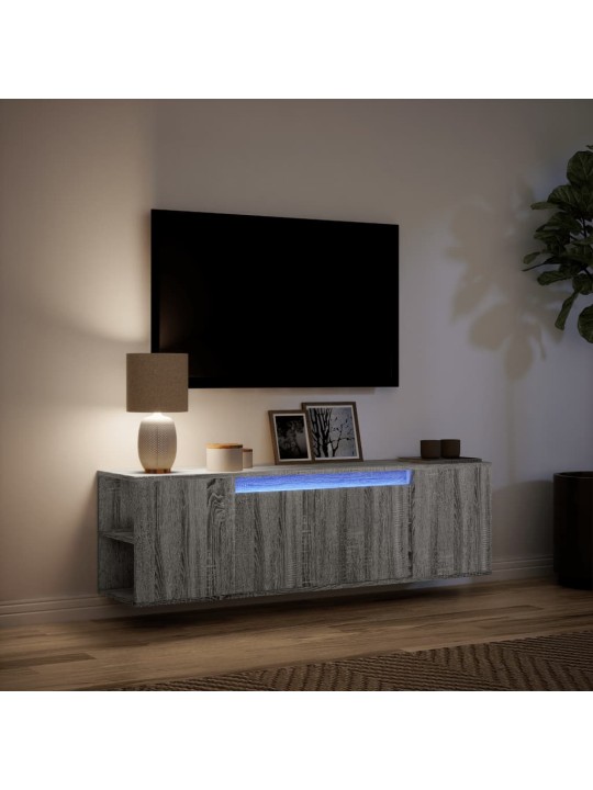 TV-seinäkaappi LED-valoilla harmaa Sonoma 135x31x39,5 cm