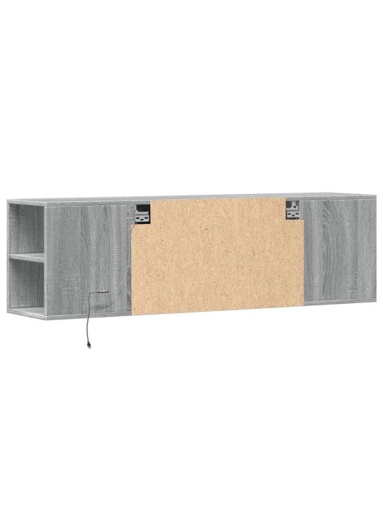 TV-seinäkaappi LED-valoilla harmaa Sonoma 135x31x39,5 cm