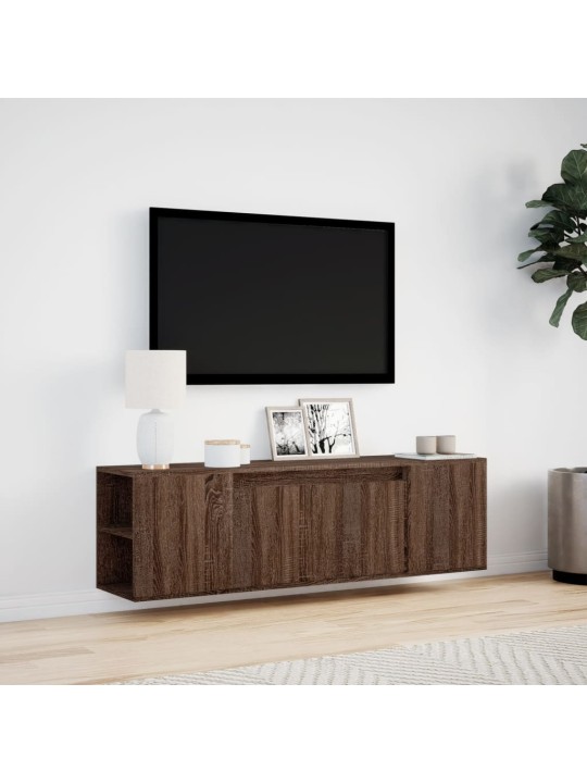 TV-seinäkaappi LED-valoilla ruskea tammi 135x31x39,5 cm