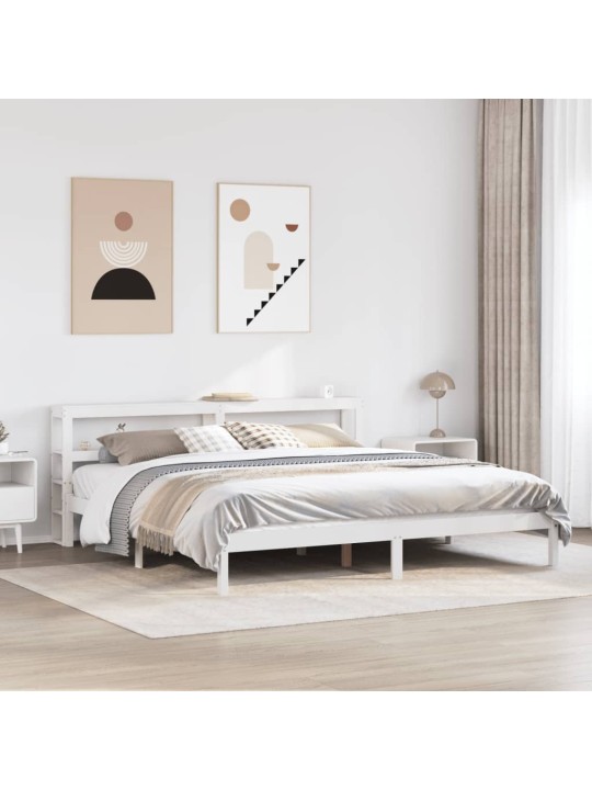 Sängynrunko ilman patjaa valkoinen 180x200 cm täysi mänty
