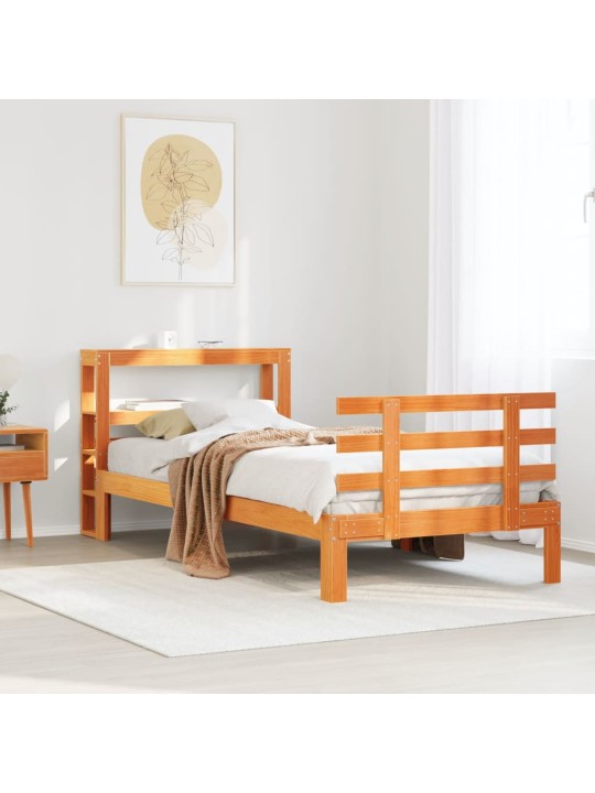Sängynrunko päädyllä vahanruskea 90x190 cm täysi mänty