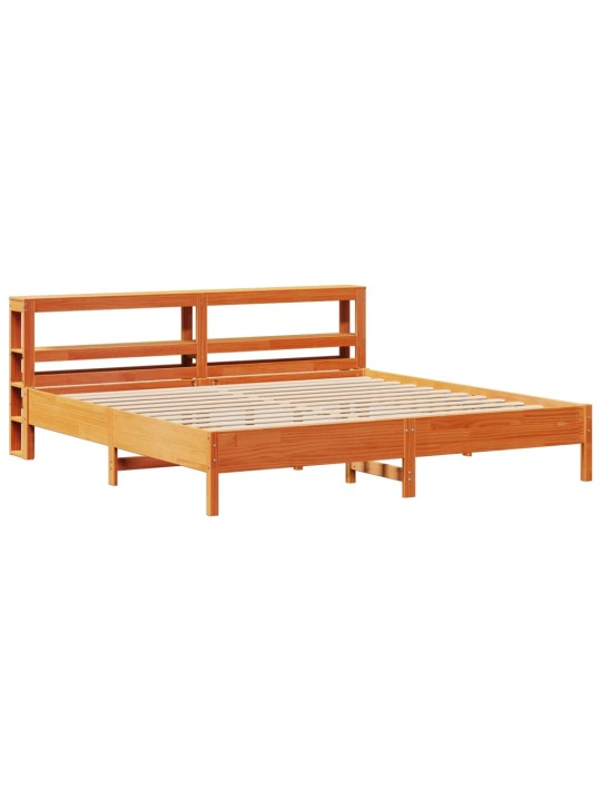 Sängynrunko ilman patjaa vahanruskea 200x200 cm täysi mänty