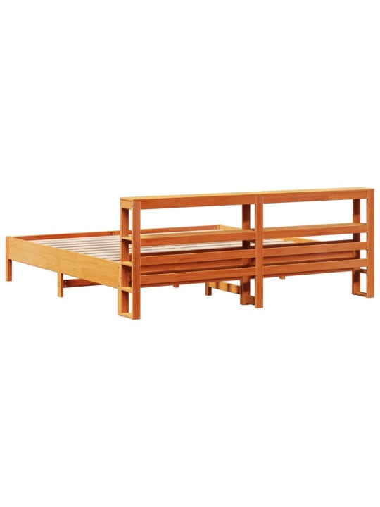 Sängynrunko ilman patjaa vahanruskea 200x200 cm täysi mänty
