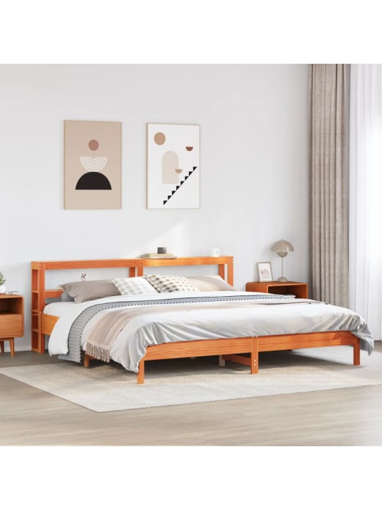 Sängynrunko ilman patjaa vahanruskea 200x200 cm täysi mänty