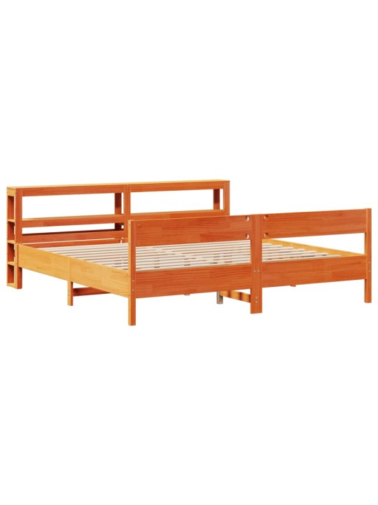 Sängynrunko ilman patjaa vahanruskea 200x200 cm täysi mänty
