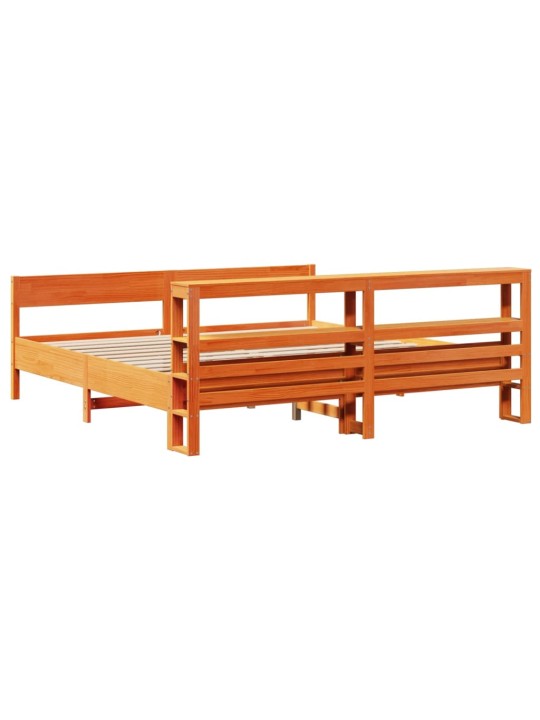 Sängynrunko ilman patjaa vahanruskea 200x200 cm täysi mänty