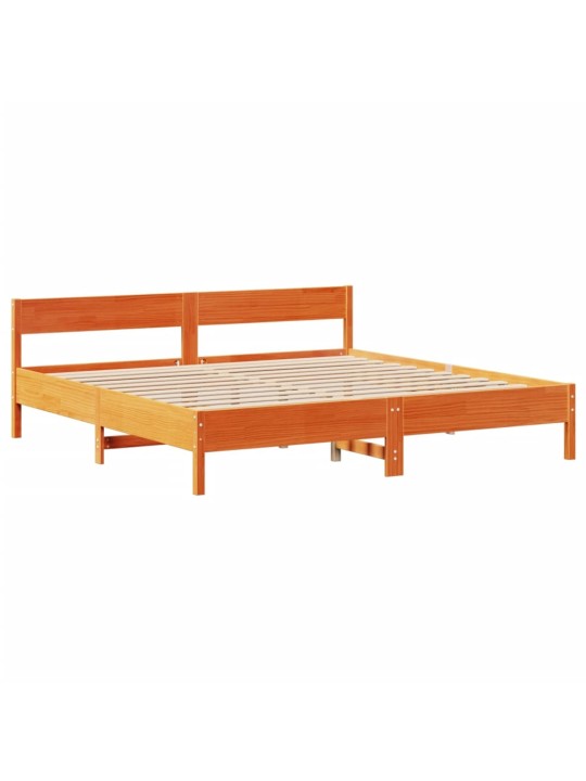 Sängynrunko ilman patjaa vahanruskea 200x200 cm täysi mänty