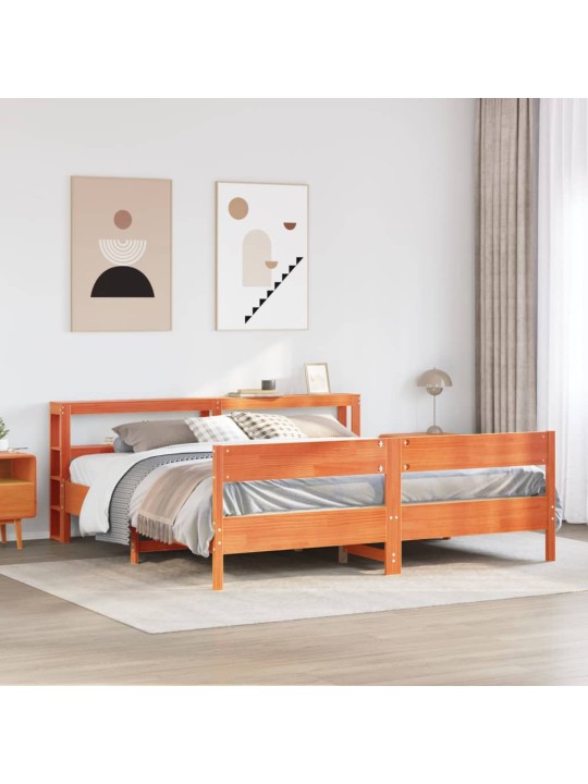 Sängynrunko ilman patjaa vahanruskea 200x200 cm täysi mänty