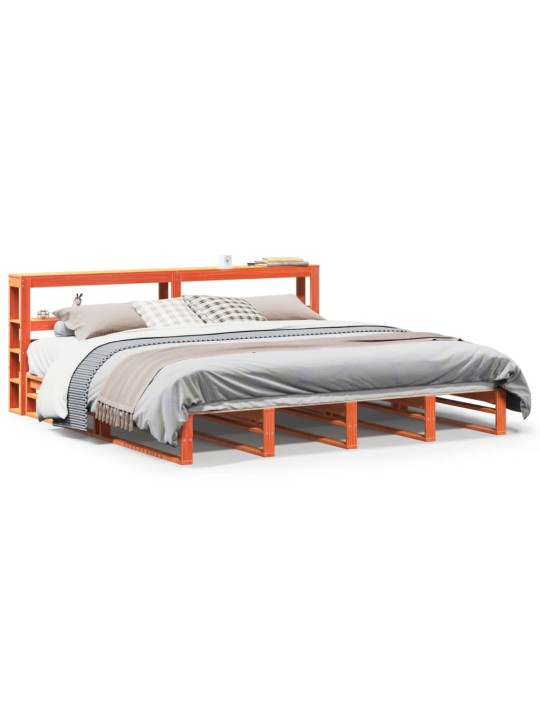 Sängynrunko ilman patjaa vahanruskea 200x200 cm täysi mänty