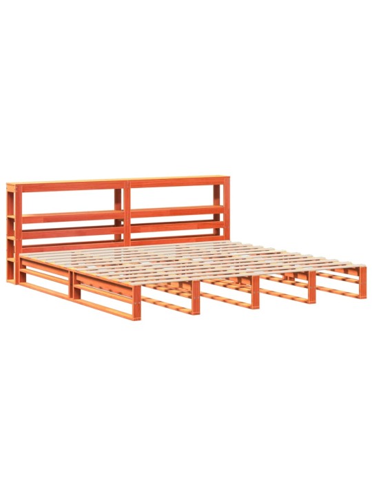 Sängynrunko ilman patjaa vahanruskea 200x200 cm täysi mänty