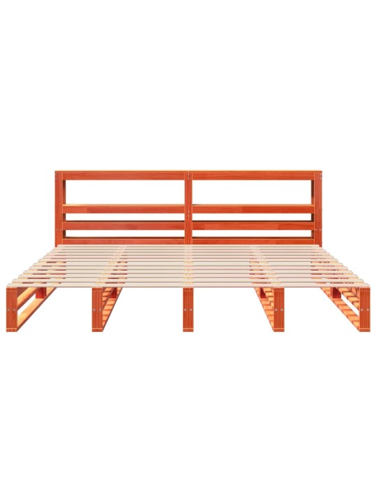 Sängynrunko ilman patjaa vahanruskea 200x200 cm täysi mänty