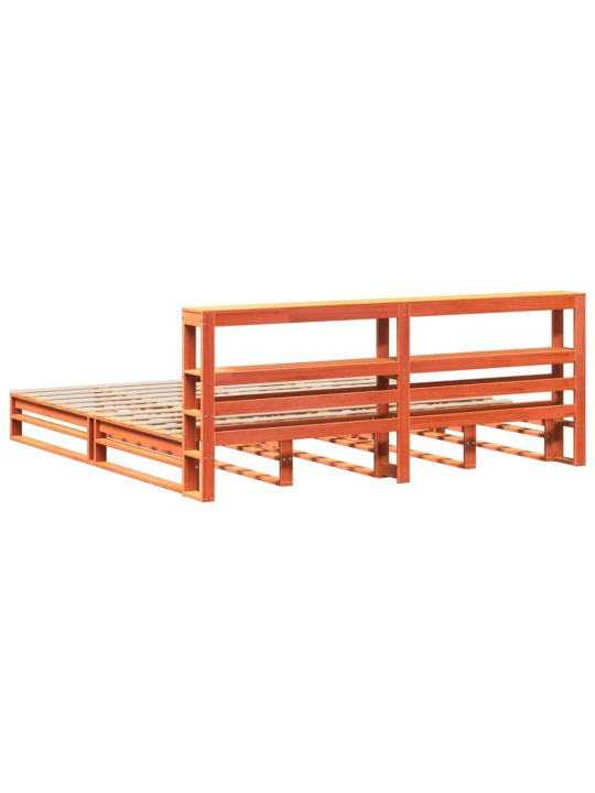 Sängynrunko ilman patjaa vahanruskea 200x200 cm täysi mänty