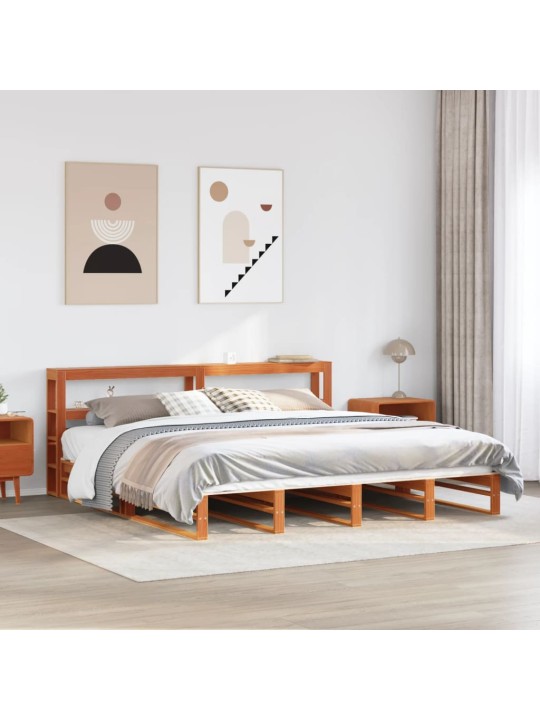 Sängynrunko ilman patjaa vahanruskea 200x200 cm täysi mänty