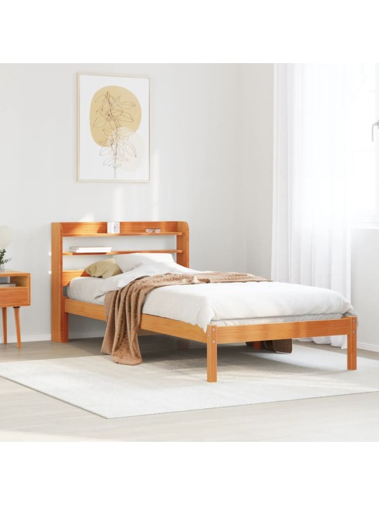 Sängynrunko päädyllä vaharuskea 75x190 cm täysi mänty