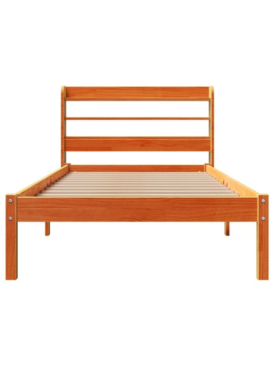 Sängynrunko päädyllä vahanruskea 90x190 cm täysi mänty