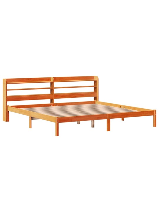 Sängynrunko päädyllä vahanruskea 200x200 cm täysi mänty