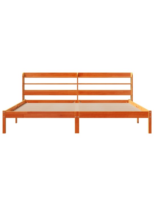 Sängynrunko päädyllä vahanruskea 200x200 cm täysi mänty