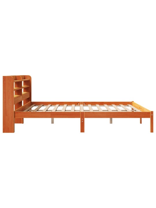 Sängynrunko päädyllä vahanruskea 200x200 cm täysi mänty