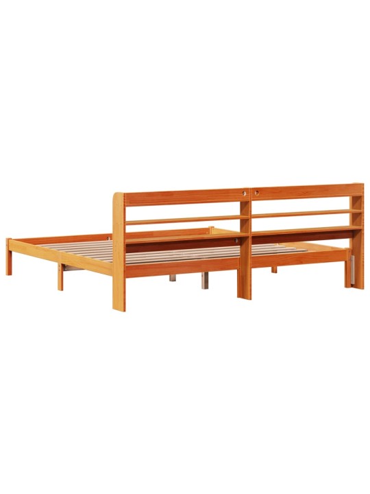 Sängynrunko päädyllä vahanruskea 200x200 cm täysi mänty