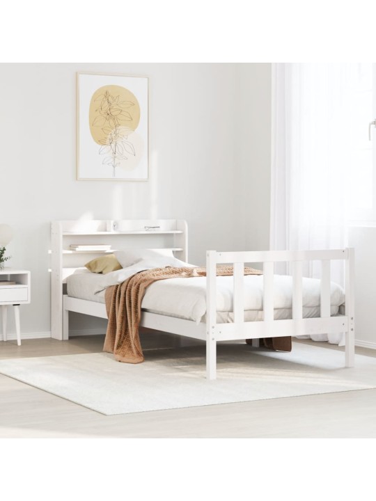 Sängynrunko ilman patjaa päädyllä 75x190 cm täysi mänty