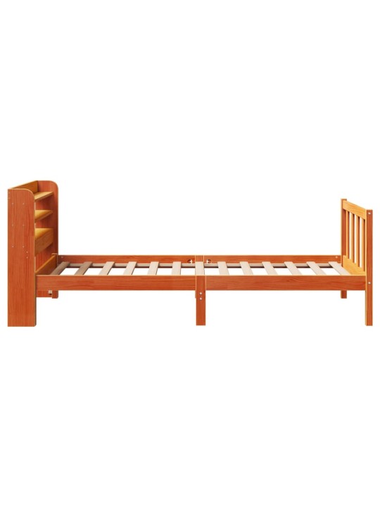 Sängynrunko päädyllä vaharuskea 75x190 cm täysi mänty