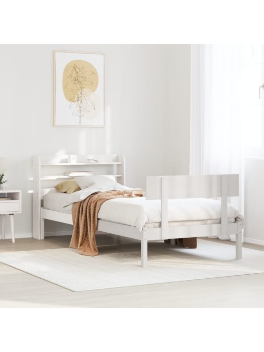 Sängynrunko ilman patjaa valkoinen 90x200 cm täysi mänty