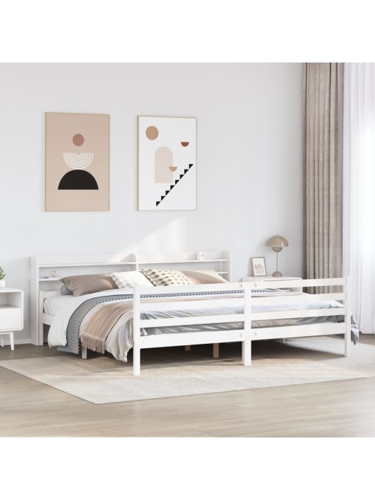 Sängynrunko päädyllä valkoinen 180x200 cm täysi mänty