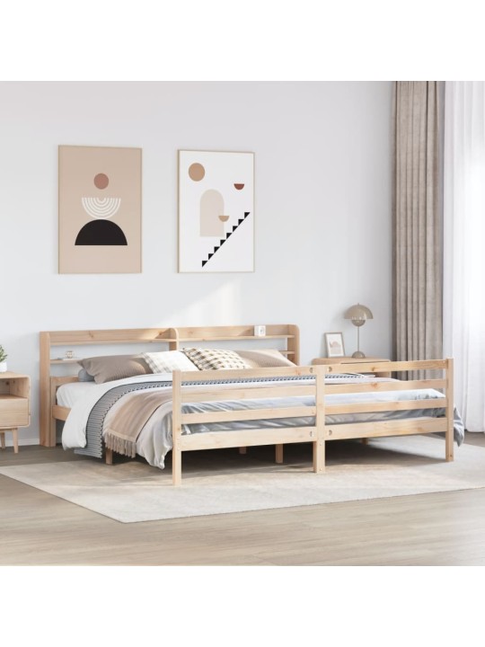Sängynrunko päädyllä 200x200 cm täysi mänty