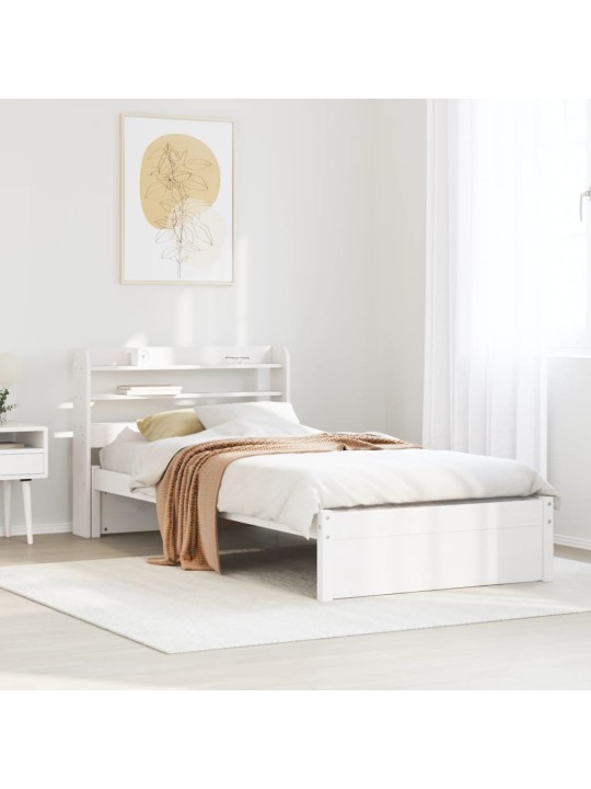 Sängynrunko päädyllä valkoinen 75x190 cm täysi mänty
