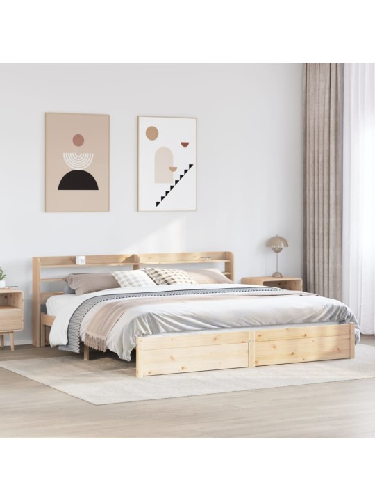 Sängynrunko päädyllä 200x200 cm täysi mänty