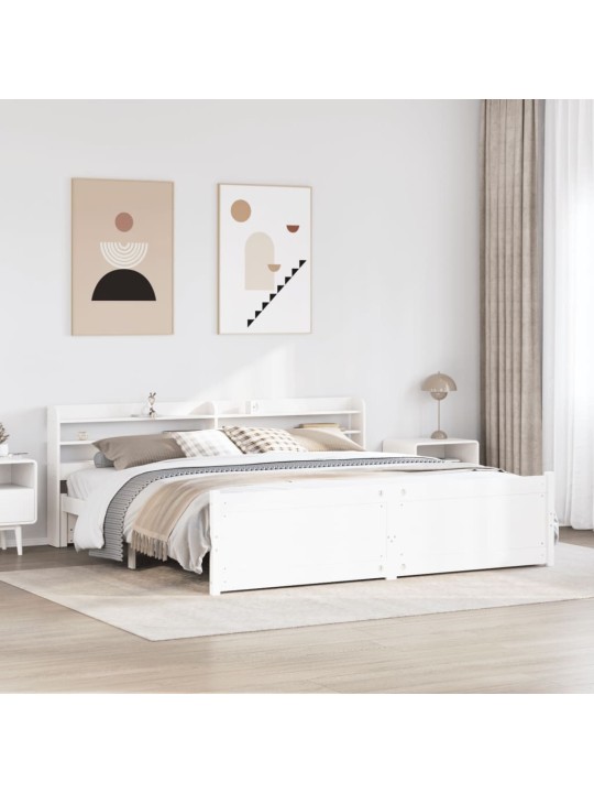 Sängynrunko päädyllä valkoinen 180x200 cm täysi mänty