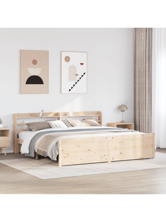 Sängynrunko päädyllä 200x200 cm täysi mänty