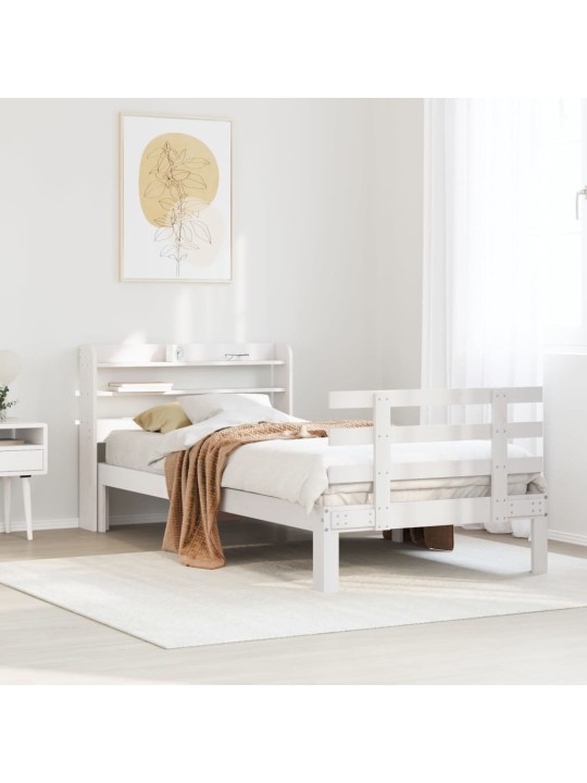 Sängynrunko päädyllä valkoinen 75x190 cm täysi mänty