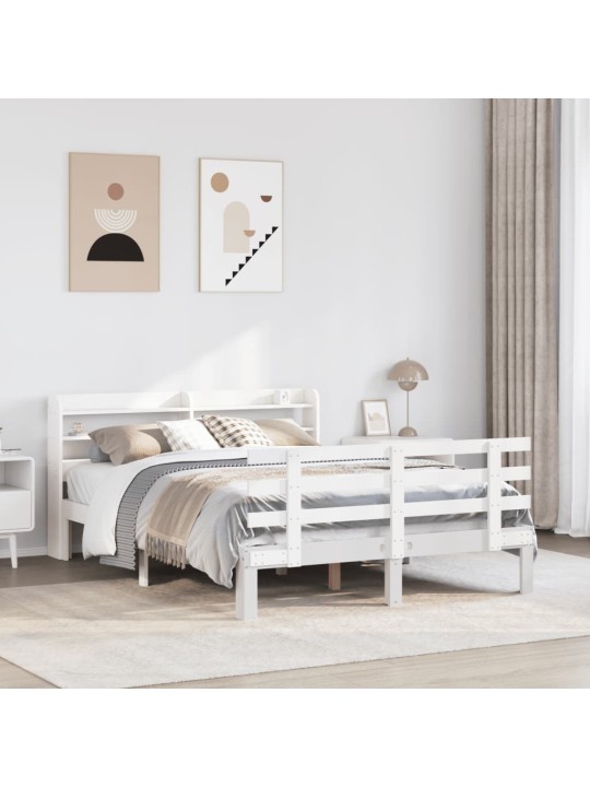 Sängynrunko päätylevyllä valkoinen 160x200 cm täysi mänty
