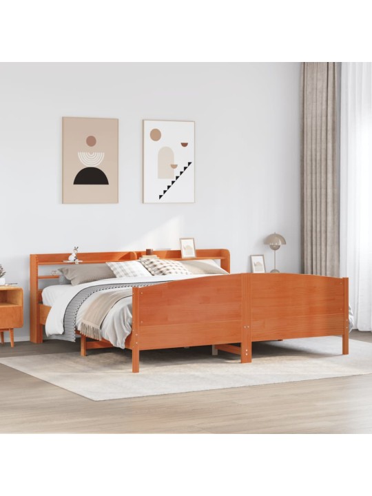 Sängynrunko ilman patjaa vahanruskea 180x200 cm täysi mänty
