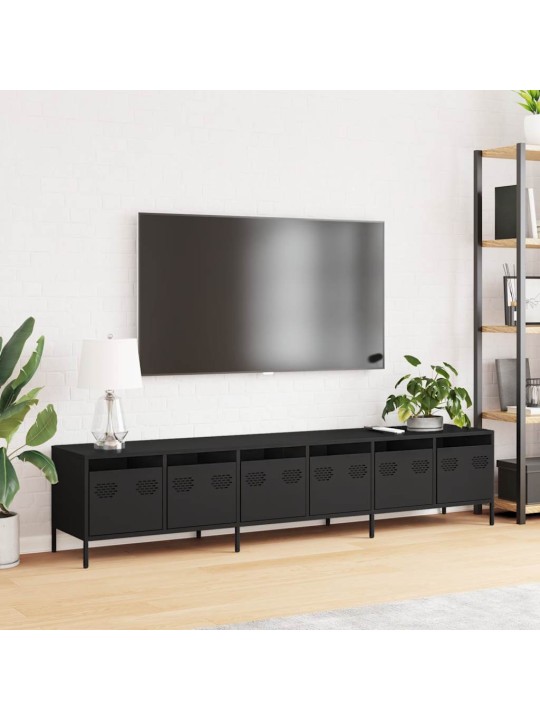 Tv-taso musta 202x39x43,5 cm kylmävalssattu teräs