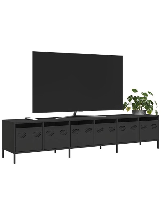 Tv-taso musta 202x39x43,5 cm kylmävalssattu teräs